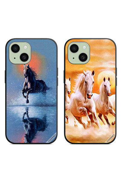 Covernex حافظتان واقيتان لهاتف Apple iPhone 15 - خيول تركض