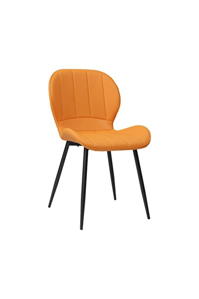 ARTA DOOR Set of 4 Chairs Topaz Orange Eco-Leather, Kitchen, Living Room, Bedrooms or Hallways with Leather
