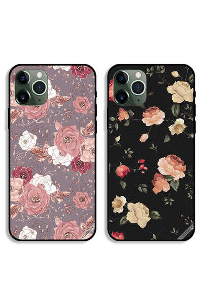 Covernex حافظتان لهاتف Apple iPhone 11 Pro Max بغطاءين واقيين بخلفية زهرية وزهرة اللوتس الملونة