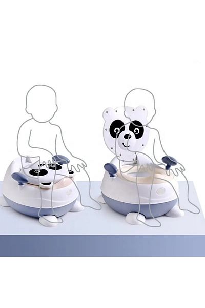 Little Mom Little Mom Panda White children's potty, with soft PU foam adapter, support handles, lid