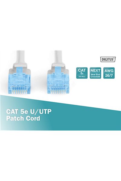 Digitus Cablu Patch UTP CAT 5e Gri 2m RJ-45 M/M
