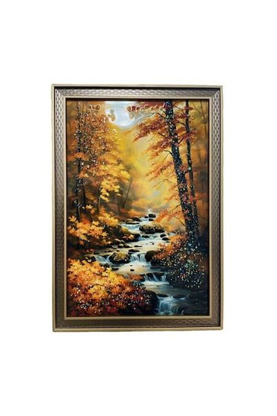 BLA BLA FOAM 3D Resin Painting with Shiny Pebbles, Autumn Forest, 46x66 cm - Decorative Wall Art