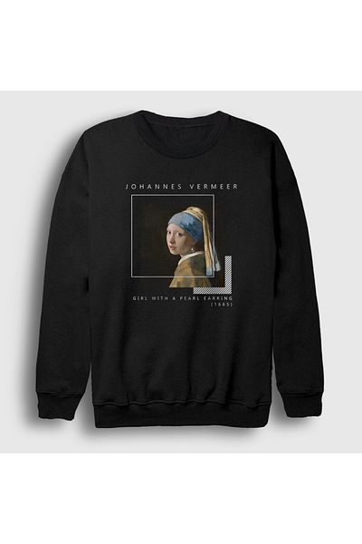 Presmono Унисекс суитшърт Siyah Girl With A Pearled Earring Johannes Vermeer 553631tt
