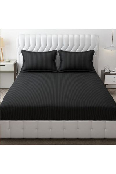 Pucioasa Damask bed cover set + 2 pillowcases, mattress 140x200cm, Black