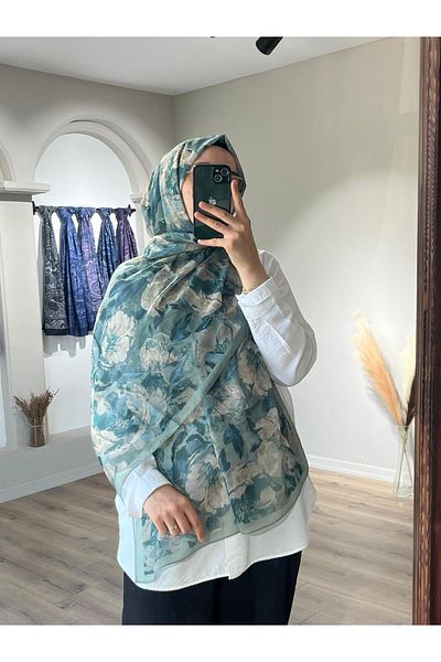 Merwiss Aura Silk Crepe Shawl-Mint