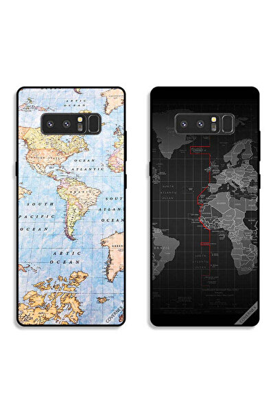 Covernex حافظتان لهاتف سامسونج جالاكسي نوت 8 مع أغطية حماية خريطة العالم