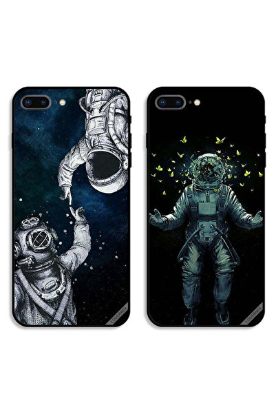 Covernex حافظتان لهاتف Apple iPhone 8 Plus بأغطية واقية بتصميم رواد فضاء وفراشة