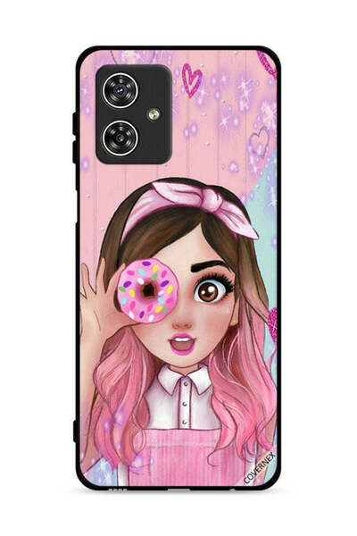 Covernex غطاء حماية لهاتف موتورولا موتو جي 54 5G برسومات فتاة محبة للدونات