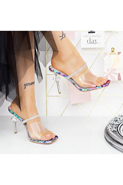 mei Women's Slippers with Thin Heel 2XKK65 Multicolor