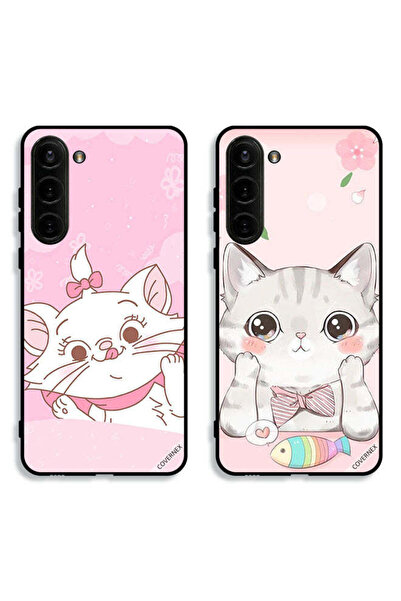 Covernex حافظتان لهاتف سامسونج جالاكسي S23 5G، أغطية واقية بتصميم قطة وسمكة قطة