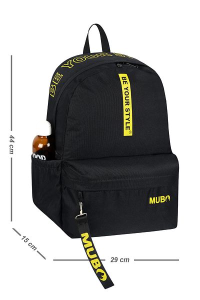 PowerSpeed Unisex Black Yellow Large Volume Backpack Suitable for Daily and School Use
