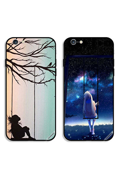 Covernex حافظتان واقيتان لهاتف Apple iPhone 6/6s، رسم فني لفتاة صغيرة حزينة