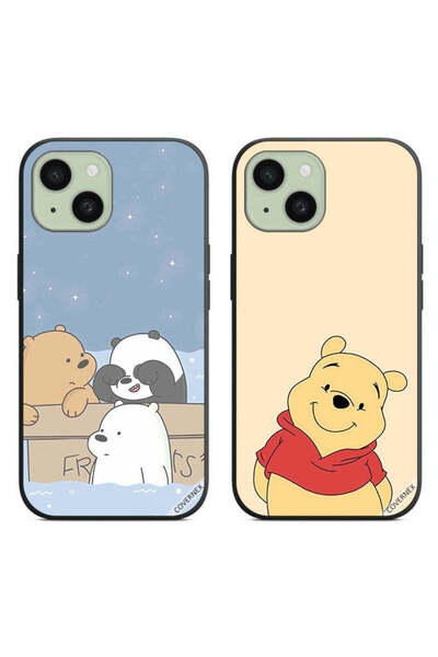 Covernex حافظتان واقيتان لهاتف Apple iPhone 15 Plus، بتصميم Bear Friends وHap...