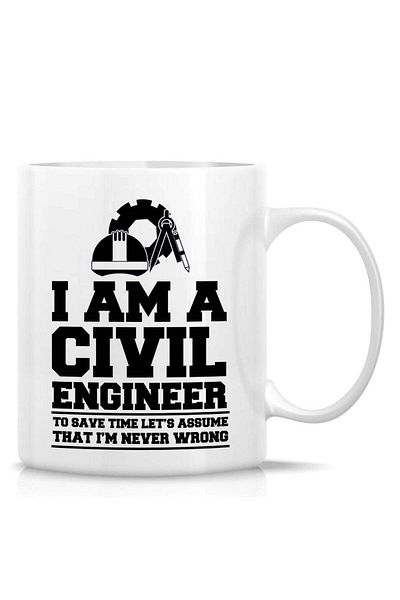 Story of candle Ceramic Mug With 'I'm A Civil Engineer Assume Never Wrong' Design Printed In White
