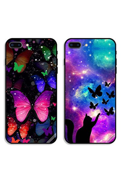 Covernex Two Cases For Apple iPhone 7 Plus Protective Covers Cat and Butterflies