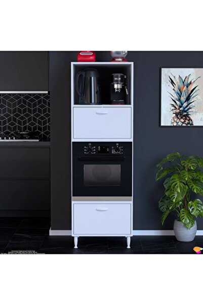 Modilayn QPİER Ankastre Dolap (60x185,9x56 cm): 2 Kapaklı Mini/Midi Mikrodalg...