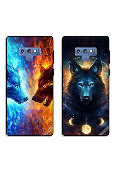 Covernex حافظتان لهاتف سامسونج جالكسي نوت 9 - غطاءان واقيان بتصميم الذئب والفضاء