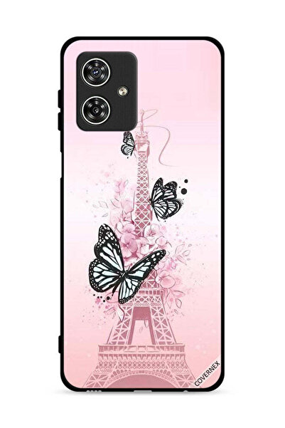 Covernex غطاء حماية لهاتف موتورولا موتو جي 54 5G بنقشة فراشات على برج إيفل