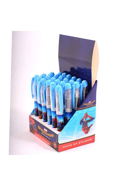 PIGNA Set stilouri Spider-Man, trusă școlară cu 24 de piese, culori asortate, carcasă din vinil