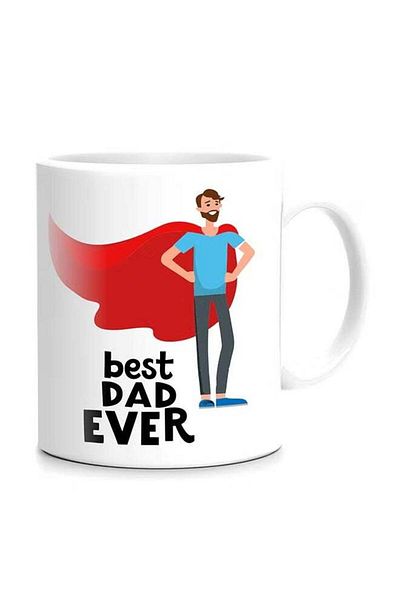 Story of candle Ceramic Mug with 'Best Dad Ever' Design in White