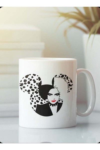Story of candle Ceramic Mug with 'Cruella' Design in White