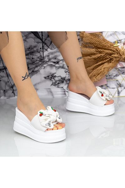 mei Women's Platform Slippers 2XN9 White