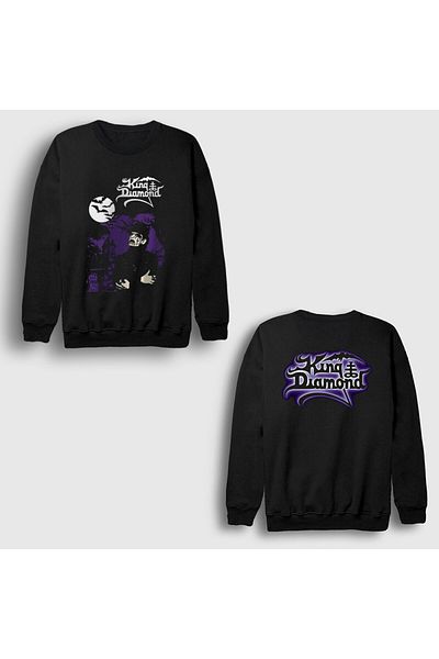 Presmono Unisex Black Them King Diamond Back Printed Sweatshirt 556070Tt
