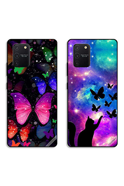 Covernex حافظتان لهاتف سامسونج جالاكسي S10 لايت بغطاءين واقيين بنقشة قطة وفراشات