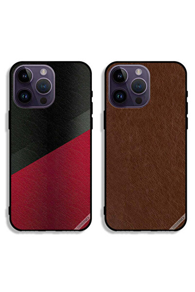 Covernex حافظتان لهاتف Apple iPhone 14 Pro Max بغطاءين واقيين بنقشة سوداء وحم...