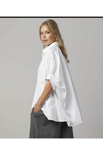 MARE BUTİK Beyaz Oversize Poplin Gömlek