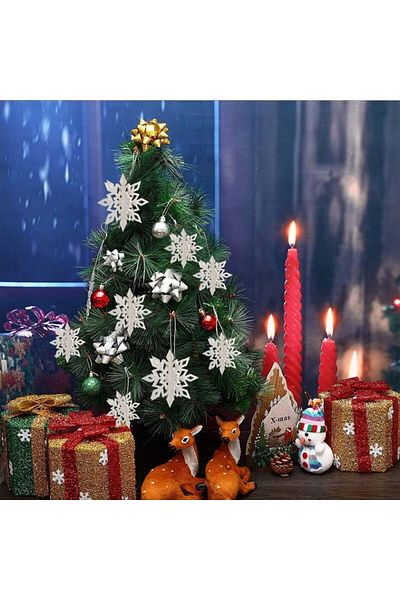 Anyingkai Set of 18 hanging snowflakes, white, paper, 25/20/15 cm