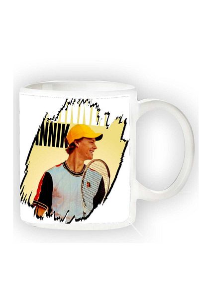 Story of candle Ceramic Mug with Jannik Sinner Design in White Color