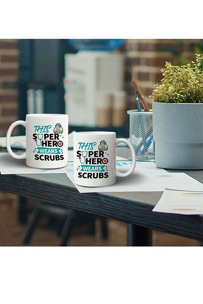 Story of candle Ceramic Mug with "Doctors and Nurses" Design in White