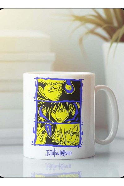 Story of candle Ceramic Mug with 'Jujutsu Kaisen' Design in White