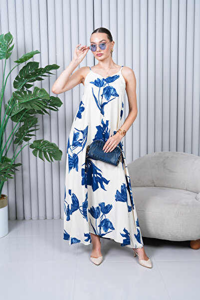 NAVY Duga haljina sa bretenima Nabrano Viskoza