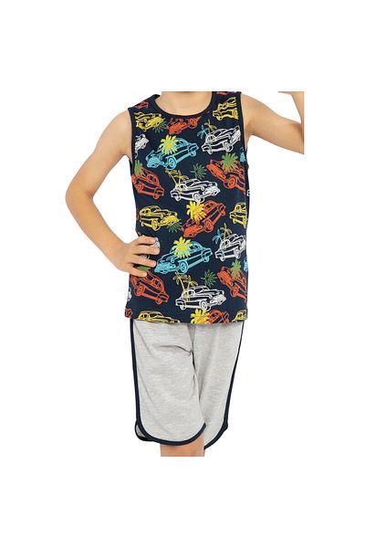 Rolypoly Navy Blue Boy's Sleeveless Bermuda Suit