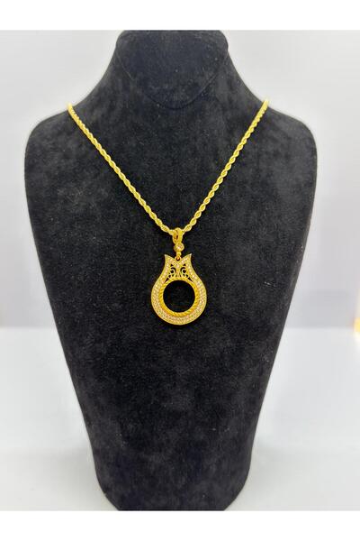 Constanza Exclusive 22 Ayar Altın Kaplama Lale Model Tuğralık Kolye 819
