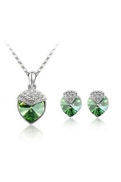 Kelan Elegant Jewelry Set – Heart with Bracelet and Crystal Emerald