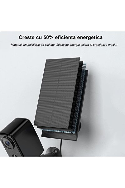 WowStep Camera de Supraveghere, 2MP, Panou Solar, Full HD, Detectarea Miscarii, Nocturna, Card 32 GB, Negru