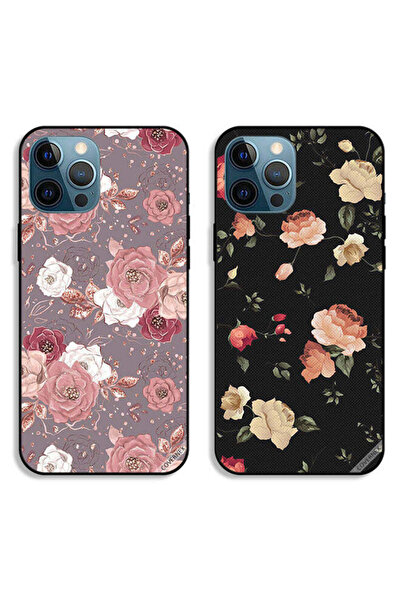 Covernex حافظتان لهاتف Apple iPhone 12 Pro Max بغطاءين واقيين بخلفية زهرية وزهرة اللوتس الملونة