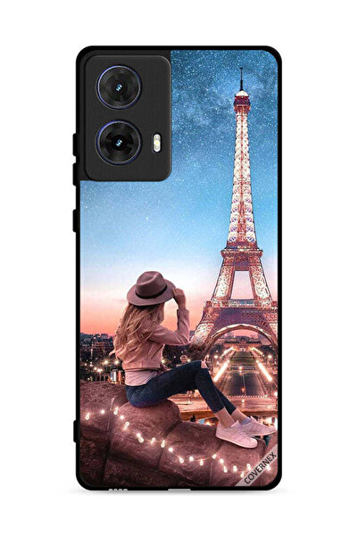Covernex غطاء حماية لهاتف موتورولا موتو جي 85 5G بتصميم فتاة القبعة وبرج إيفل
