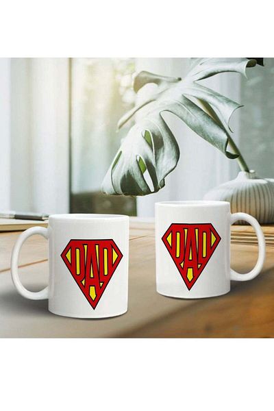 Story of candle Ceramic Mug with 'Dad' Design in White