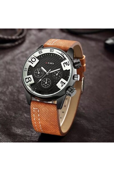 QUARTZ Premium Men's Watch O.T.Sea Q130, Brown Leather Strap, Analog Display