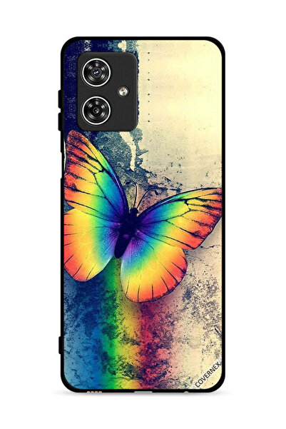 Covernex غطاء حماية لهاتف موتورولا موتو جي 54 5G بتصميم فراشة قوس قزح عتيقة