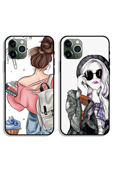 Covernex Two Cases For Apple iPhone 11 Pro Max Protective Covers Stylish Girl and Books in Girl Hand Art