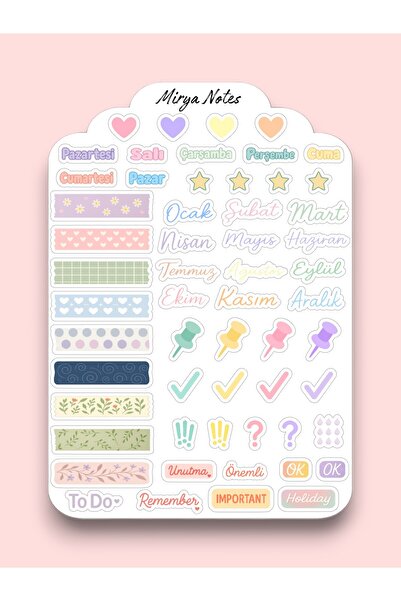 Mirya Notes Planlayıcı Temalı Sticker - Etiket - Çıkartma Bullet Journal, Aja...