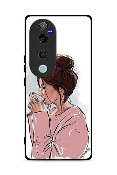 Covernex غطاء حماية لهاتف Vivo S19 Pro 5G بتصميم فتاة تشرب الشاي