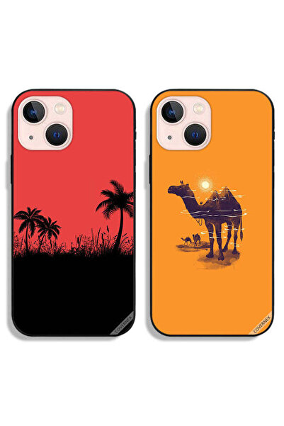 Covernex حافظتان لهاتف Apple iPhone 13، أغطية حماية بتصميم شجرة تمر وفن الجمال