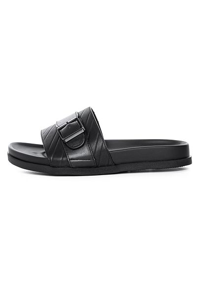 advancer Men's Slippers made of genuine leather S11112 Black |