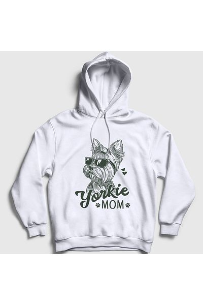 Presmono Unisex Λευκή Μαμά Yorkie Μαμά Yorkshire Terrier Μητέρα Φούτερ με Κουκούλα 556701tt